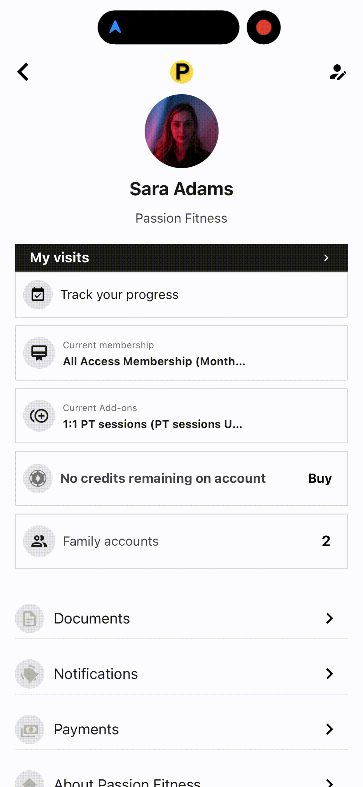 Visits milestone badges in the app.MP4.gif